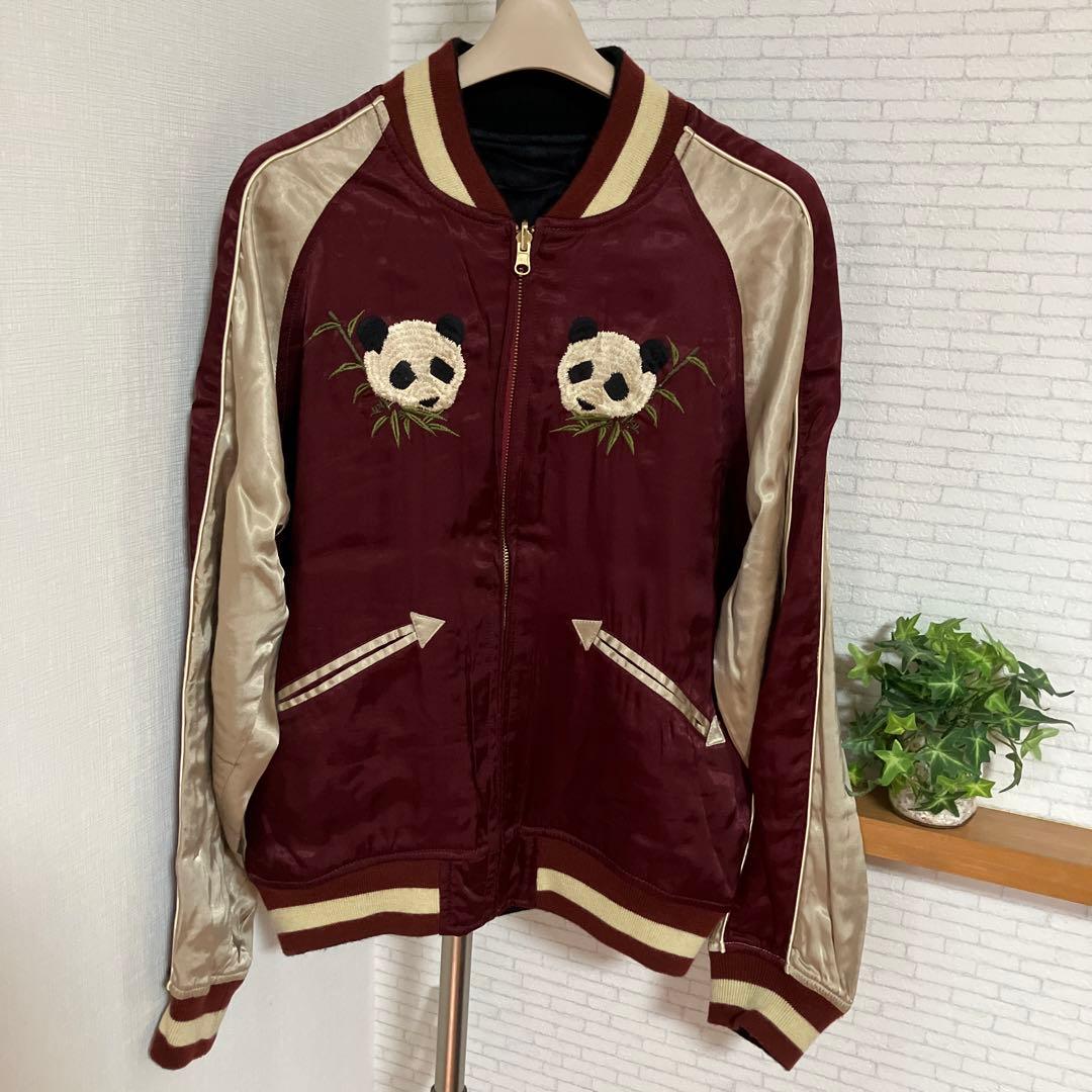 Houston ヒューストン　スカジャン　リバーシブル　レーヨン　和柄　パンダ