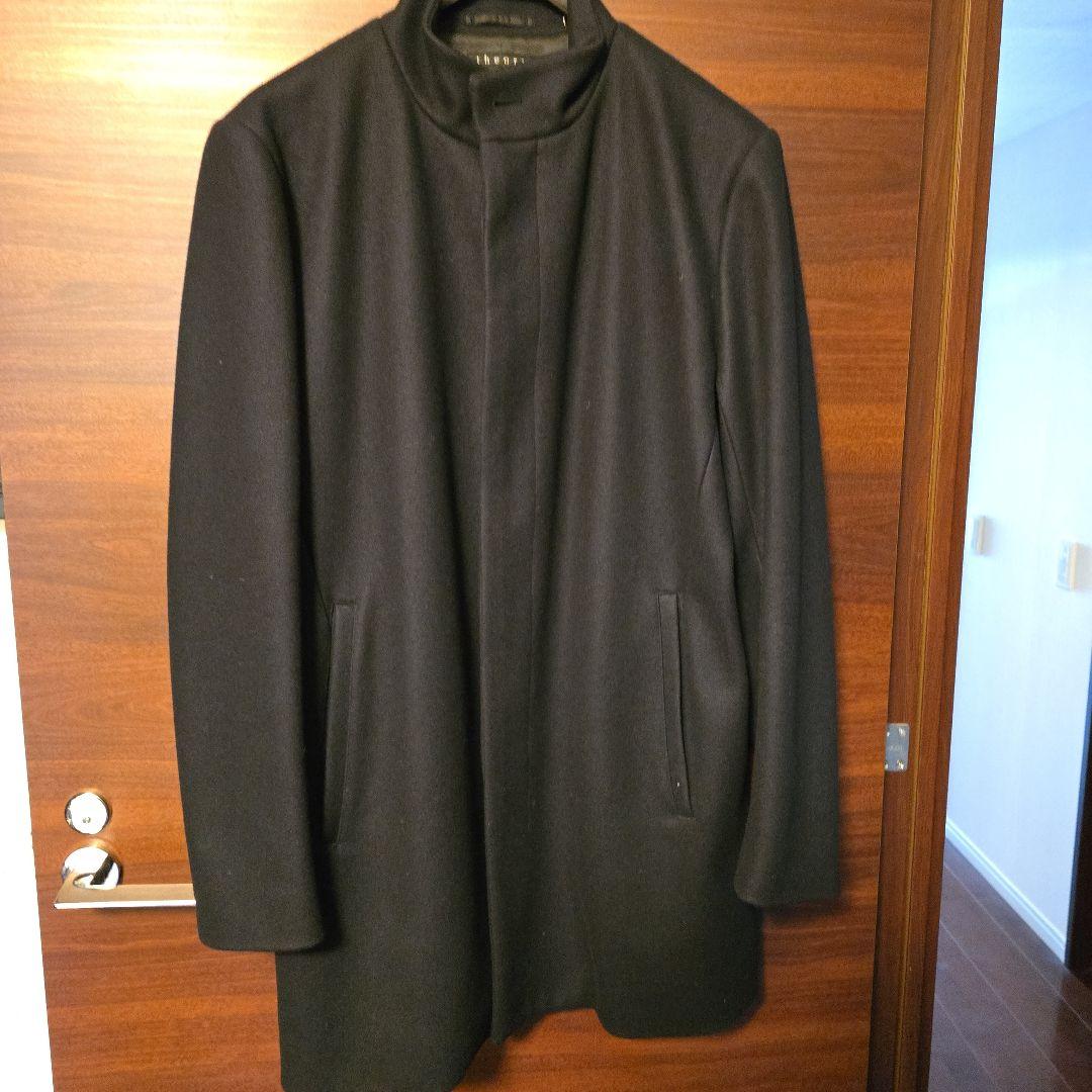theoryメンズスタンドカラーコートbelvin　ネイビーM　カシミア混紡