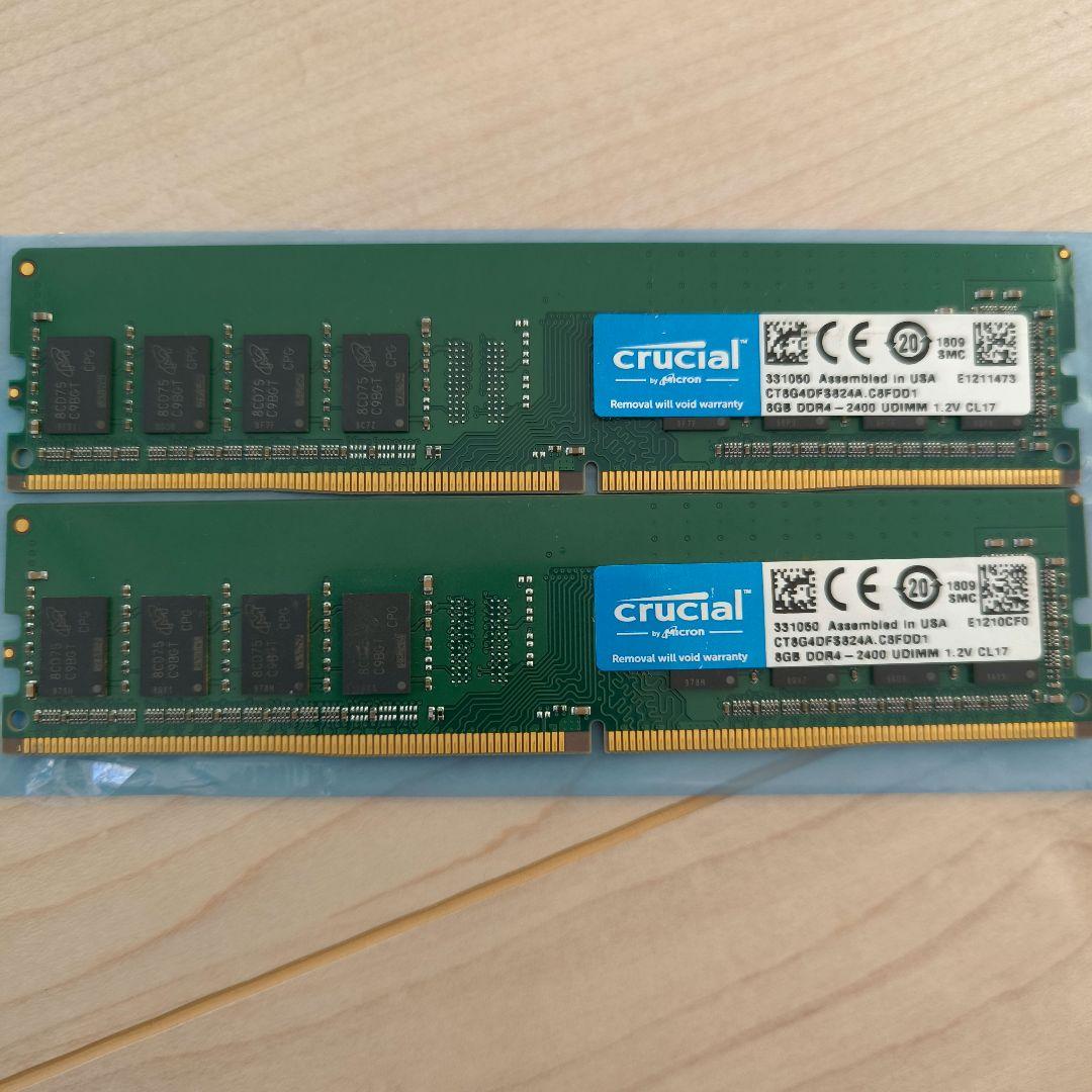 Crucial 8GB×2枚　計16GB DDR4 2400MHz メモリ
