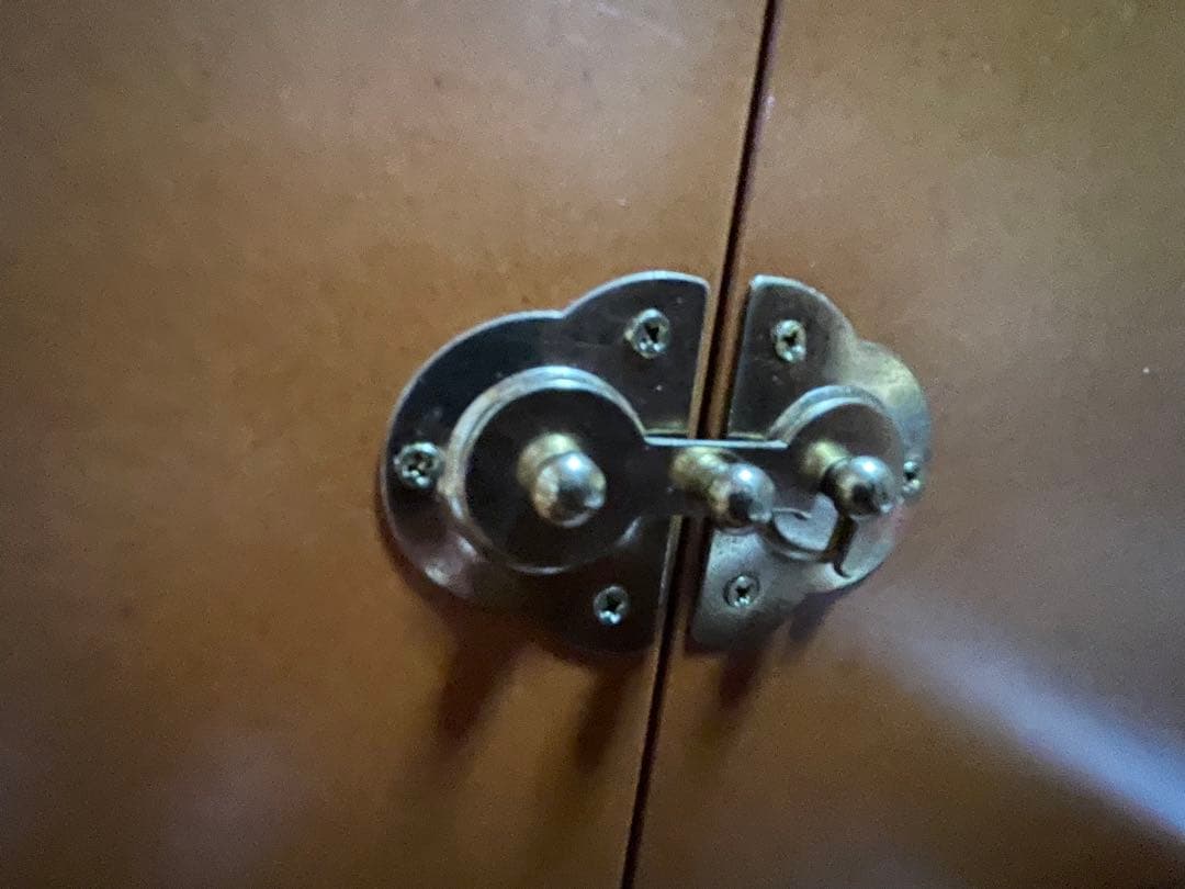 木製大型コスメティックボックス４段階可動式三面鏡付　手鏡付