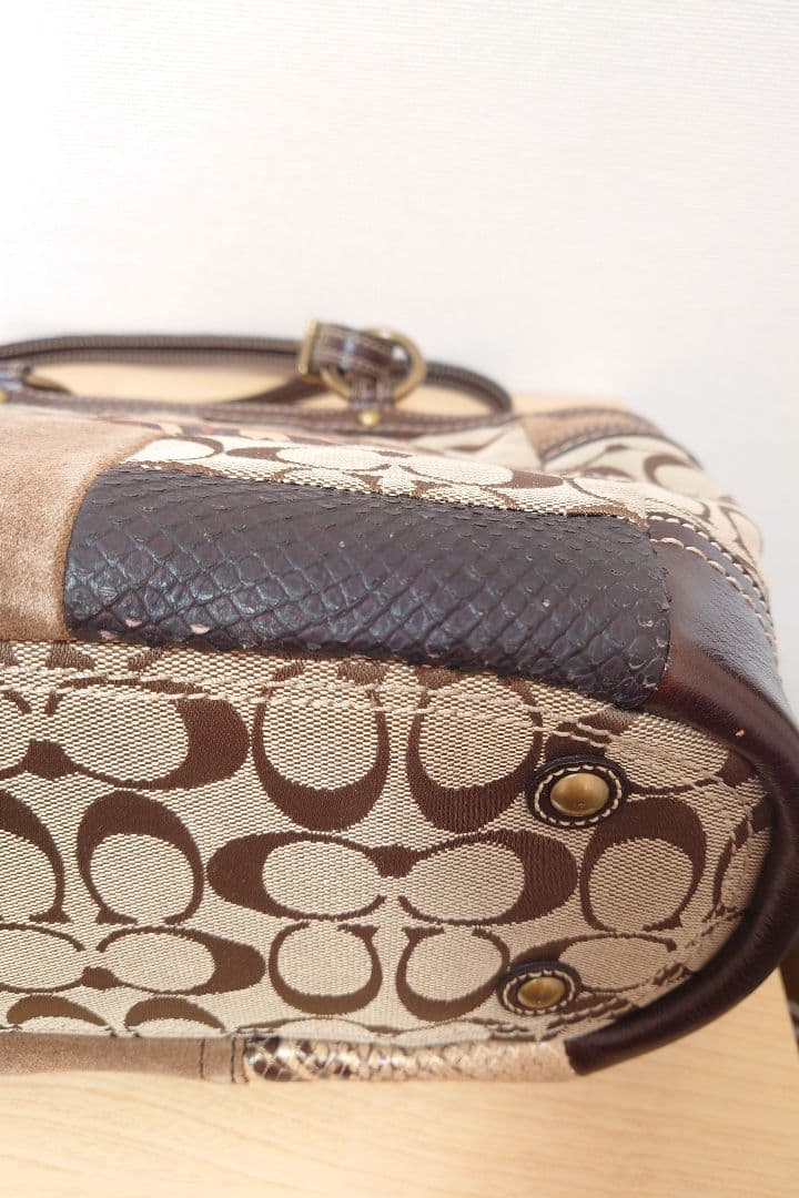 COACH コーチ トートバッグ パッチワーク 豹柄 キャンバスレザー