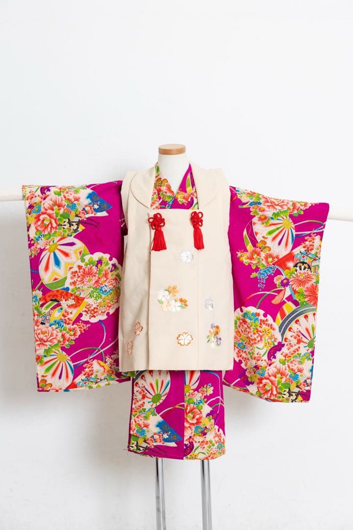 アンティーク着物　3歳七五三　子供着物　被布セット