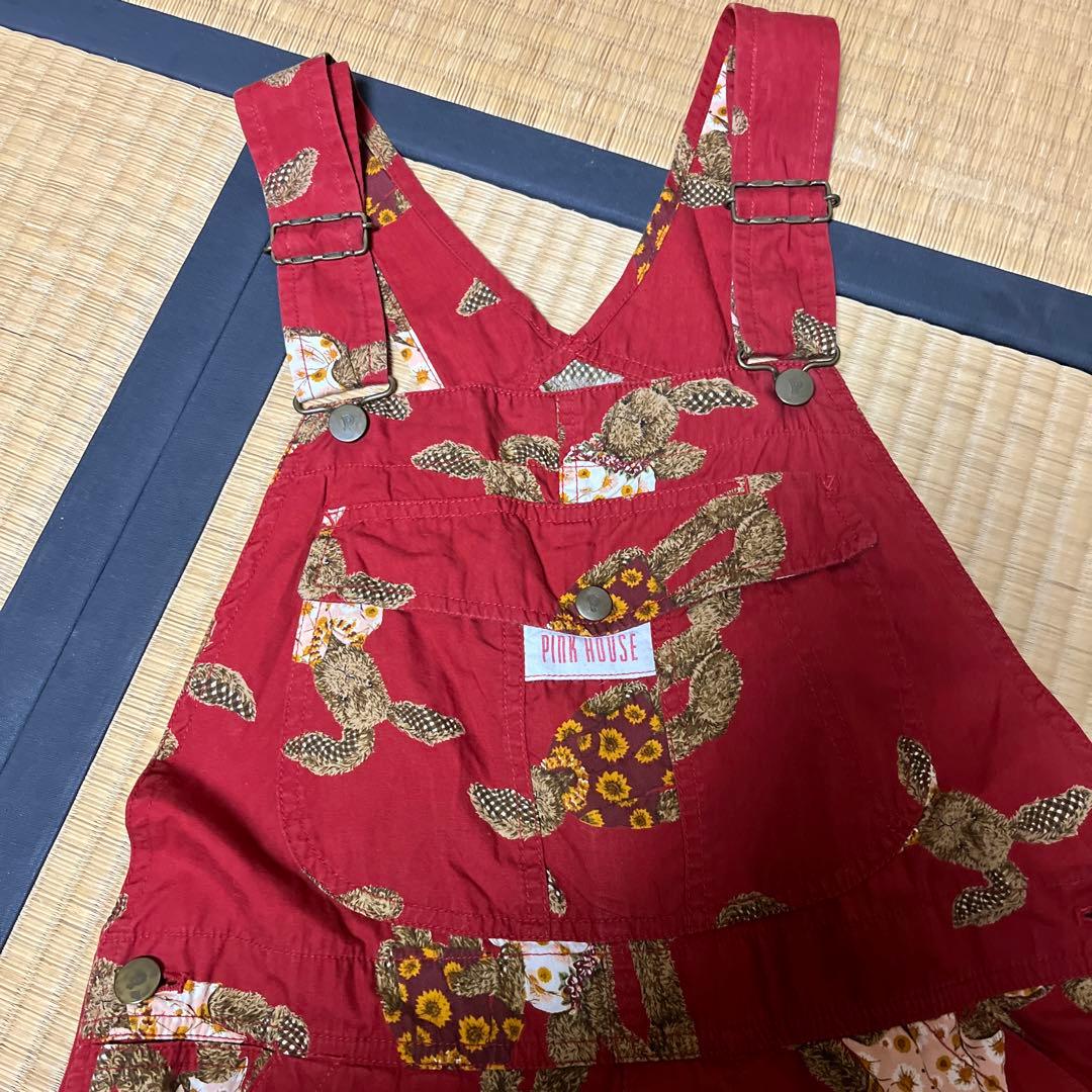 ピンクハウス オーバーオール オールインワン サロペット ウサギ 兎 レッド 赤