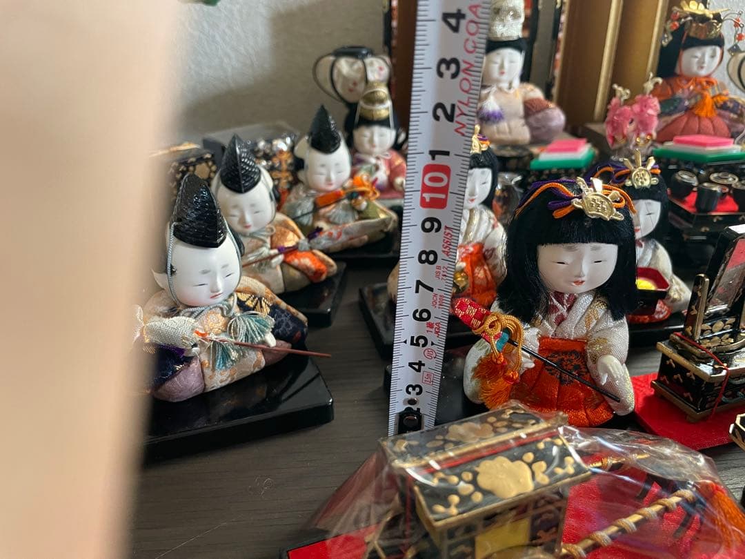 アンティーク木目込十五人飾り　コンパクトサイズ雛人形　清峯作