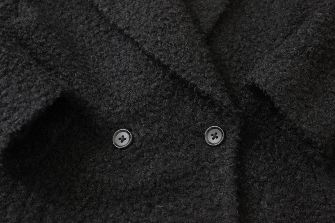 25【極美品】ポールスミス コート 38 M 黒 もこもこ素材 ワインレッド裏地