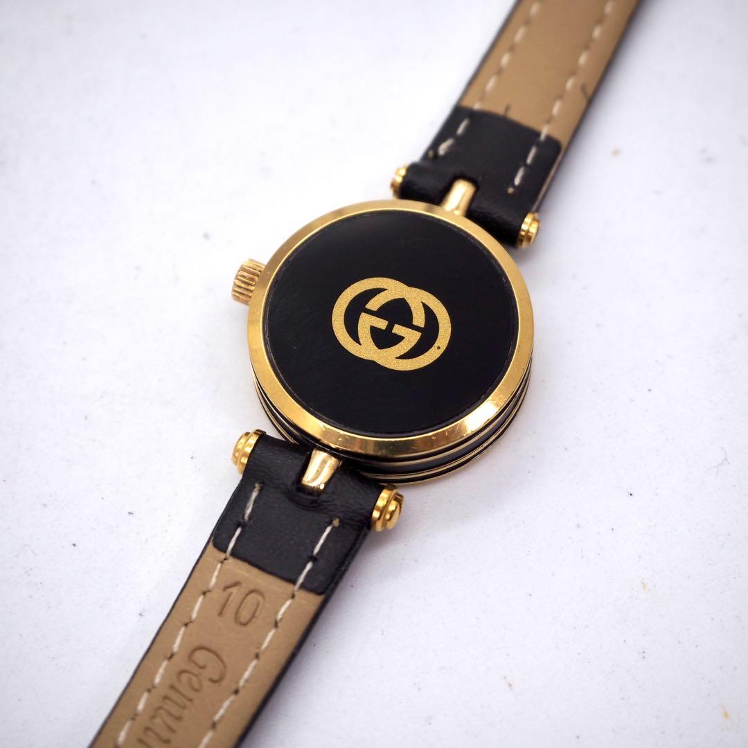 446 稼働 GUCCI 時計　レディース　サイドライン　ブラック　ローマン文字