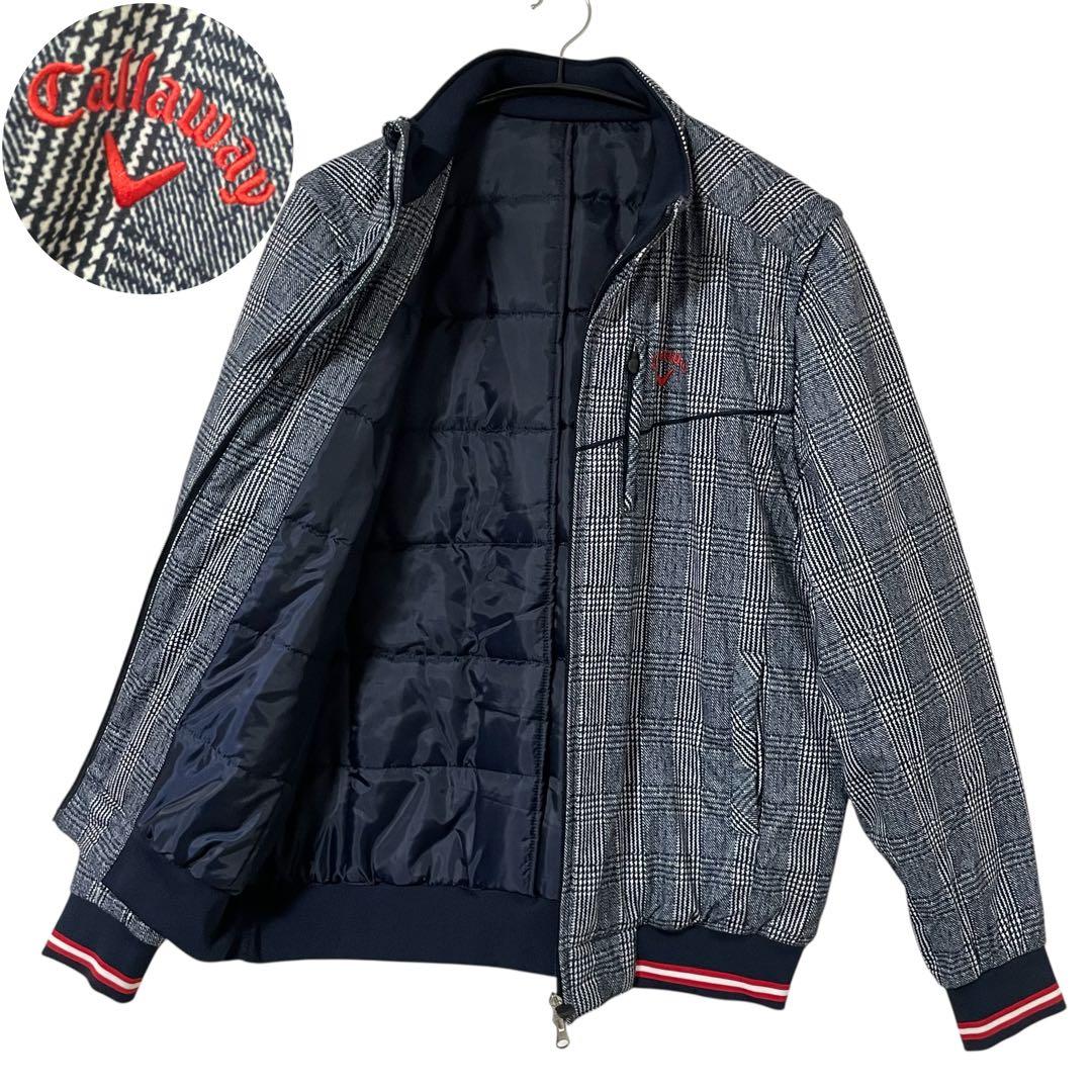美品 キャロウェイゴルフ 2WAYブルゾン 中綿ベスト 希少3L グレンチェック