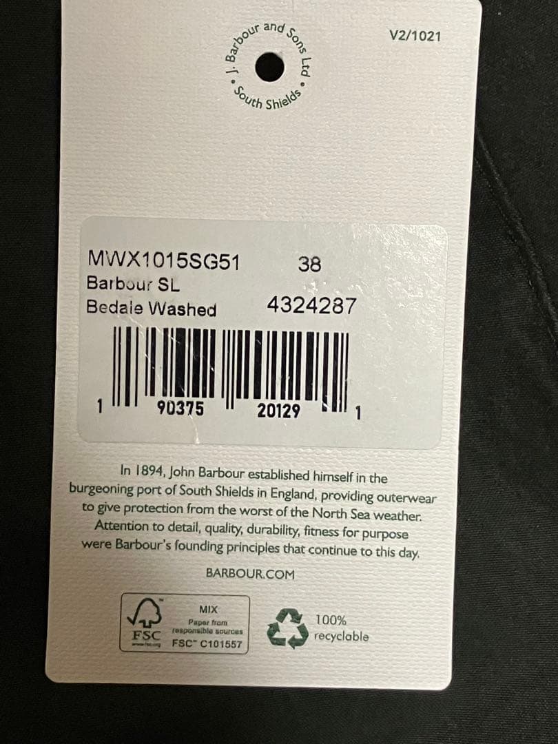 ジャケット・アウター Barbour sl bedale washed size38