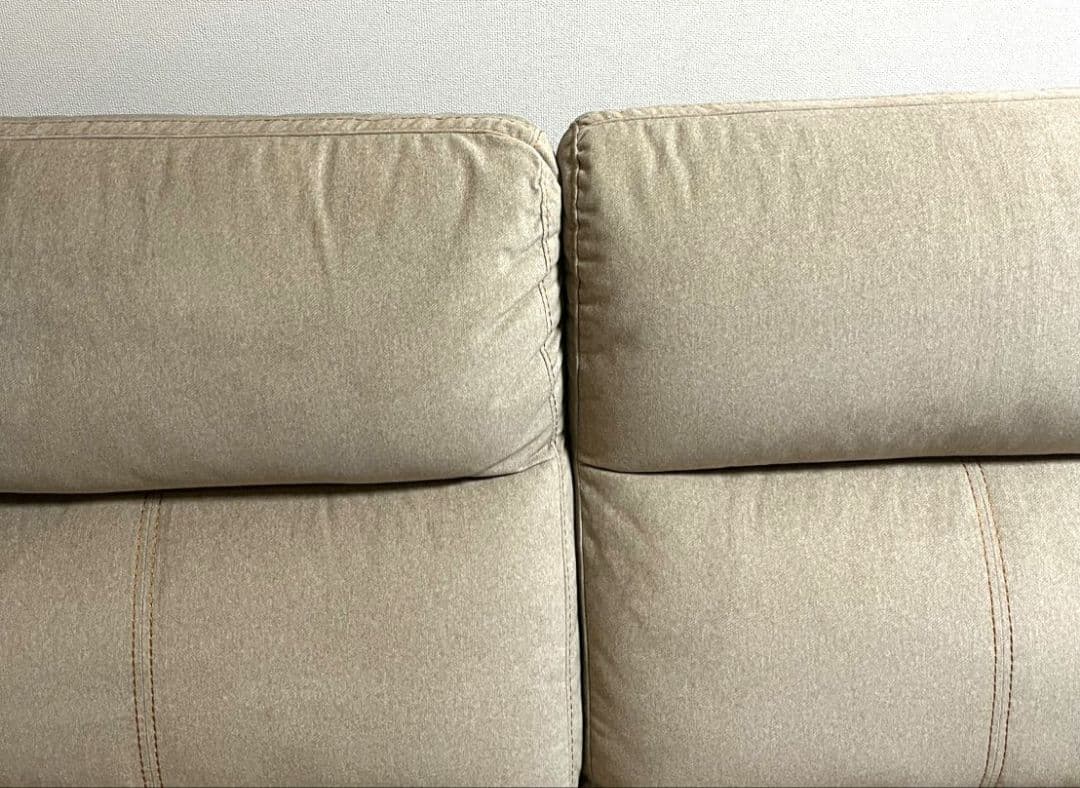 電動リクライニングソファ　ベージュ　２人掛け　3人掛け　ファブリック　レザー