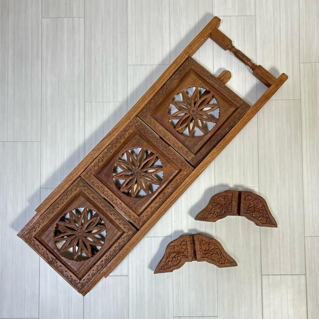 ケーキスタンド　木製　3段　アンティーク　昭和レトロ　サイドテーブル　飾り棚