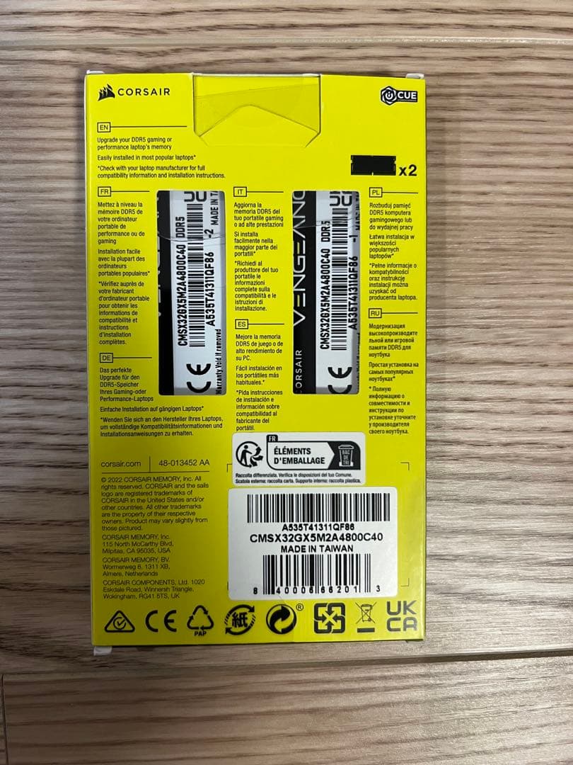 CORSAIR DDR5-4800MHzノート用 メモリ16GB×2