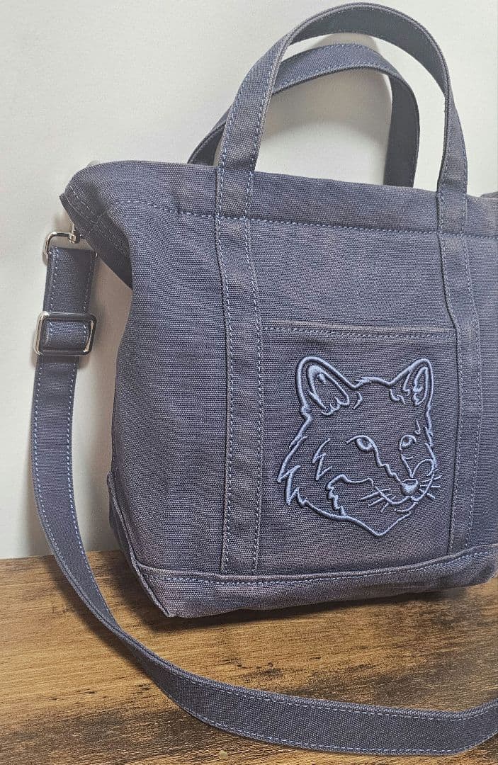 メゾンキツネ✨ フォックスヘッド スモール トートバッグ ハンドバッグ ネイビー