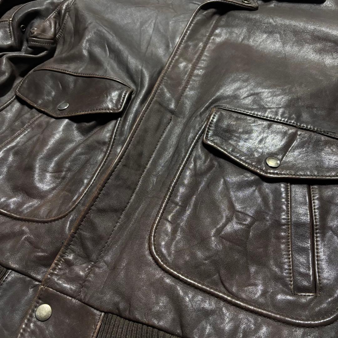 90’s ヴィンテージ レザージャケット 茶色 本革 短丈 無骨