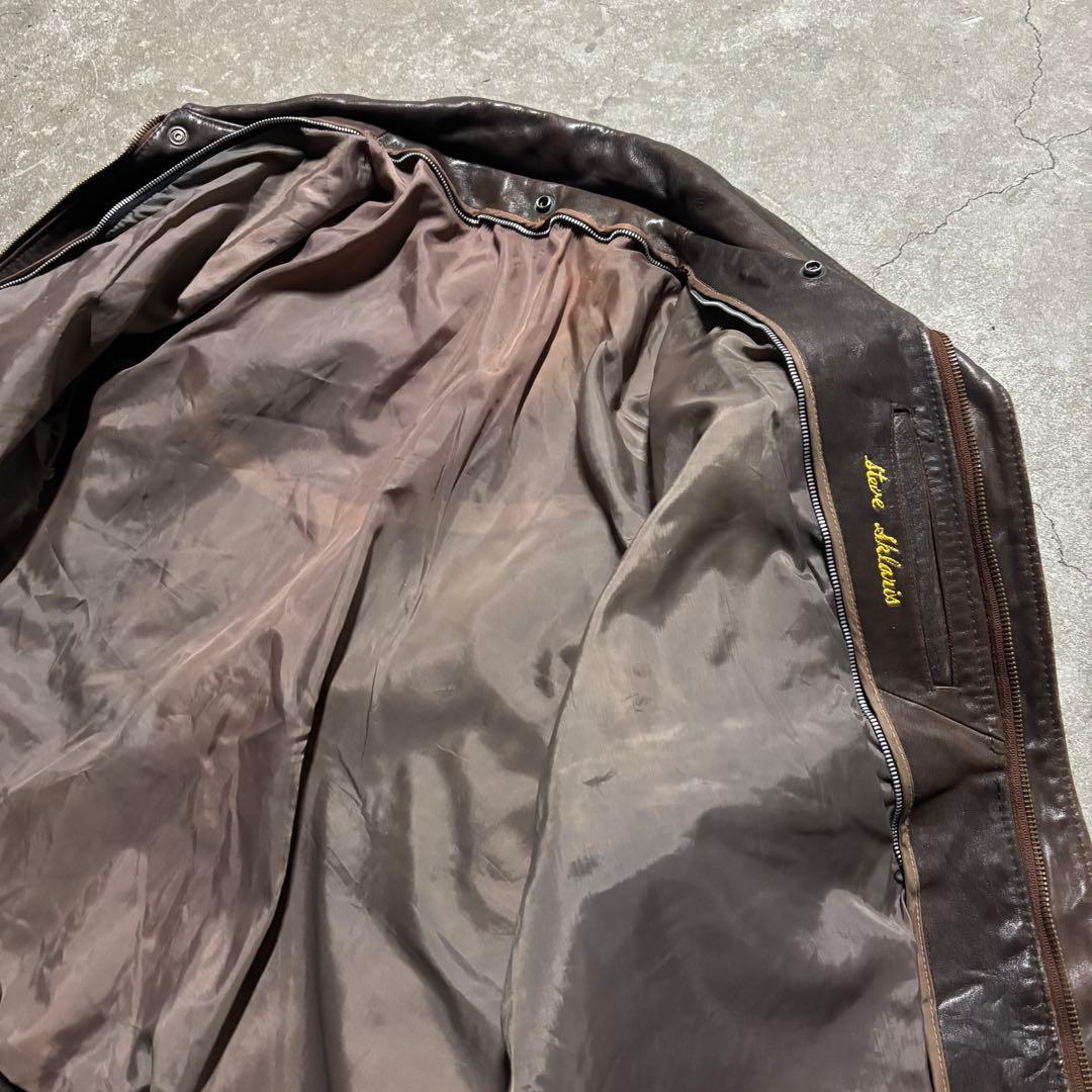 90’s ヴィンテージ レザージャケット 茶色 本革 短丈 無骨