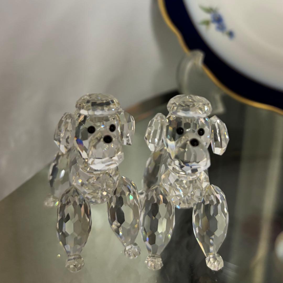スワロフスキー　プードル2匹セット　スタンディング