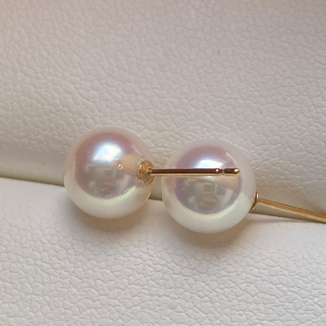 2052 あこや真珠　K18 天女級のテリ7.5-8mm パールピアス
