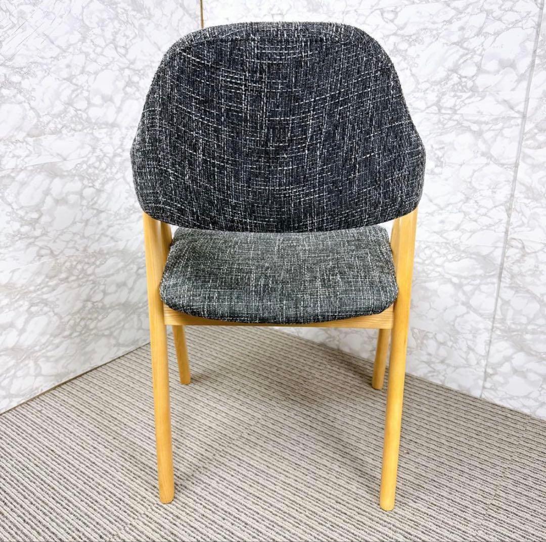 ダイニングチェア 椅子 一脚 ブラス 木製脚 ブラック ダークグレー系 張地　①