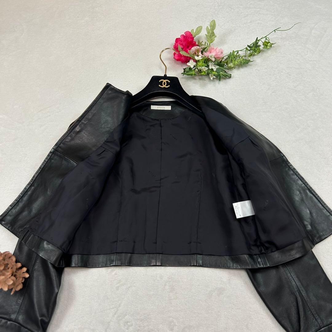 K99 美品 M エポカ ゴールド金具 レザージャケット ブラック レディース
