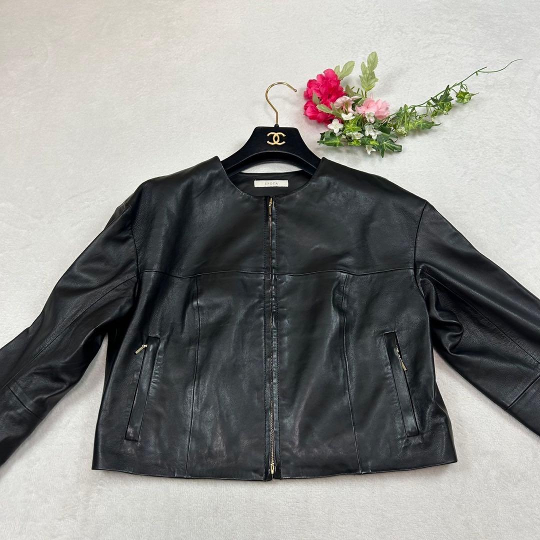 K99 美品 M エポカ ゴールド金具 レザージャケット ブラック レディース