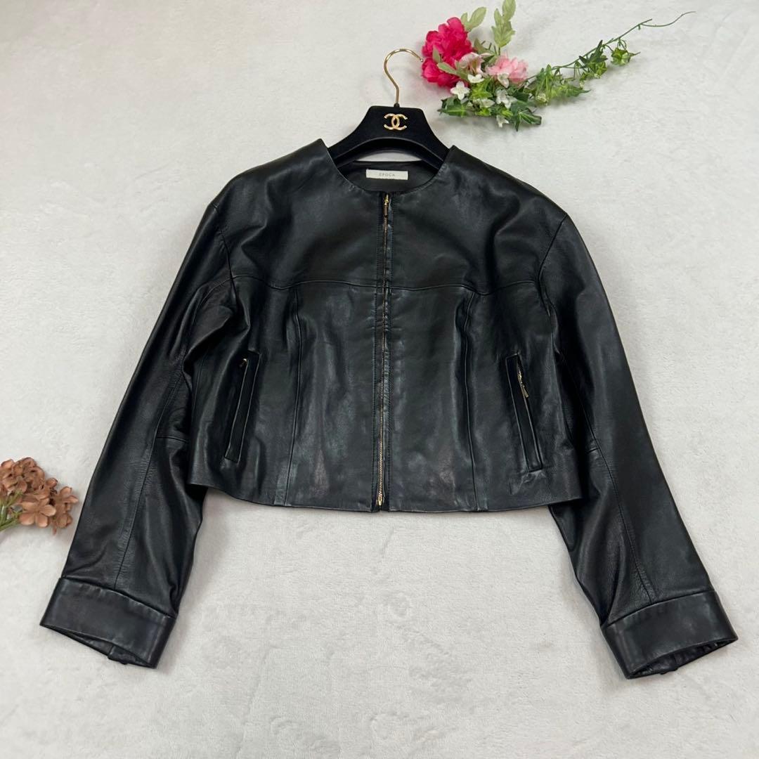 K99 美品 M エポカ ゴールド金具 レザージャケット ブラック レディース
