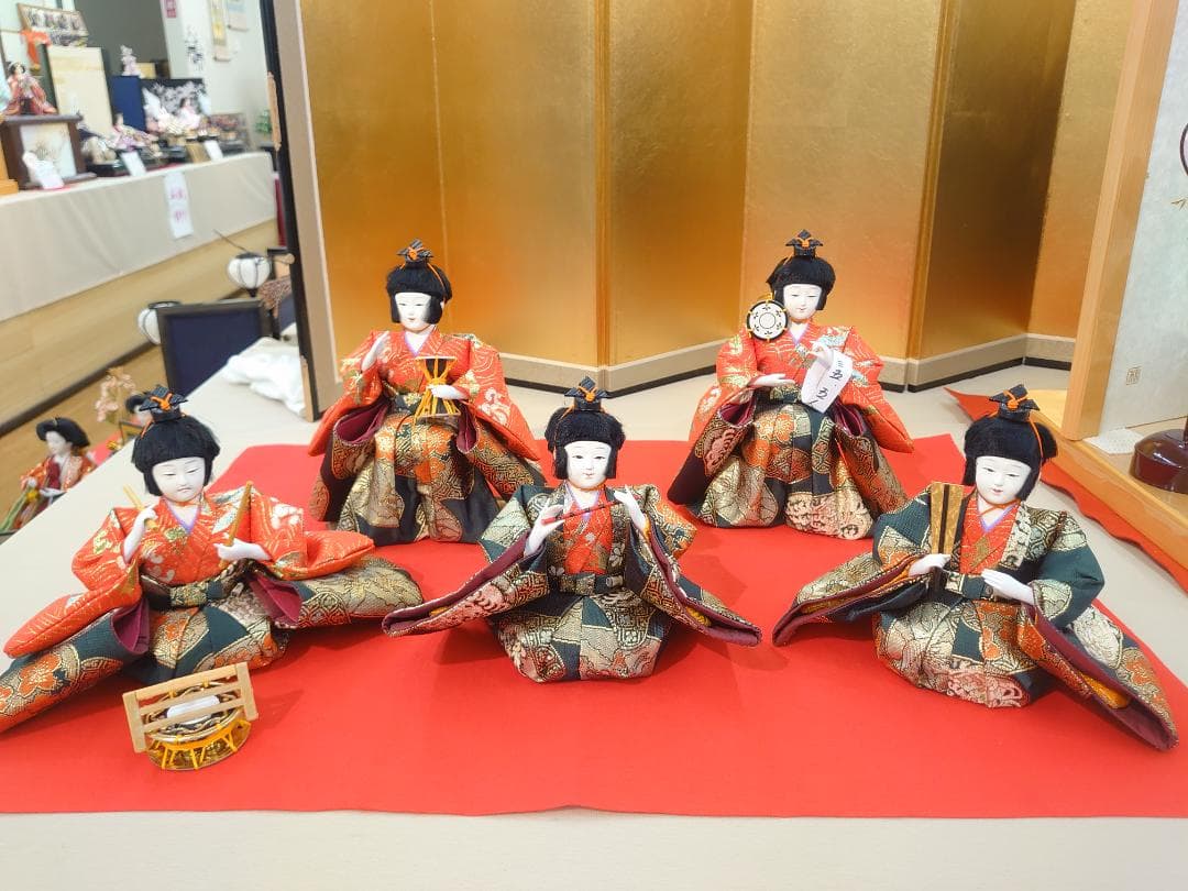 ●金襴衣装五人囃子●　ごにんばやし　おひなさま　新品