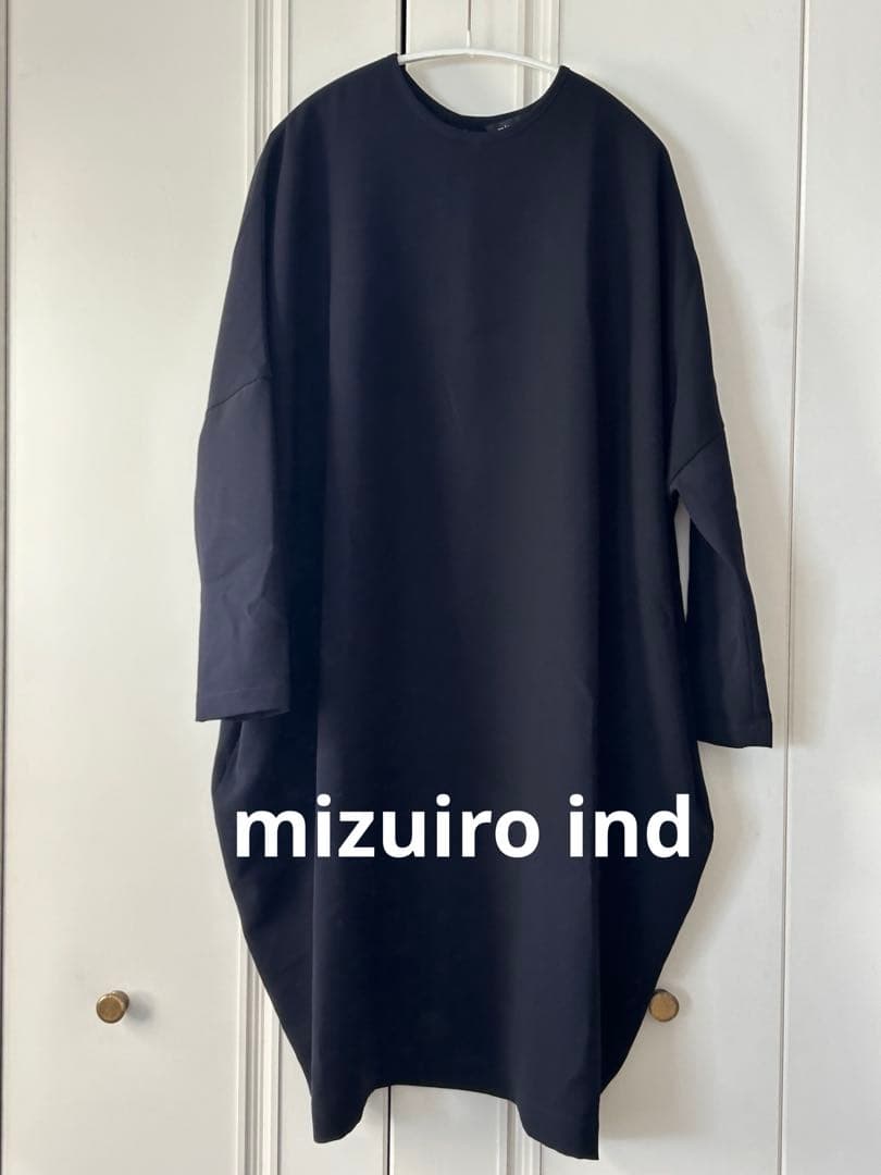 【mizuiro ind】 コクーンワイド ワンピース 濃紺 F