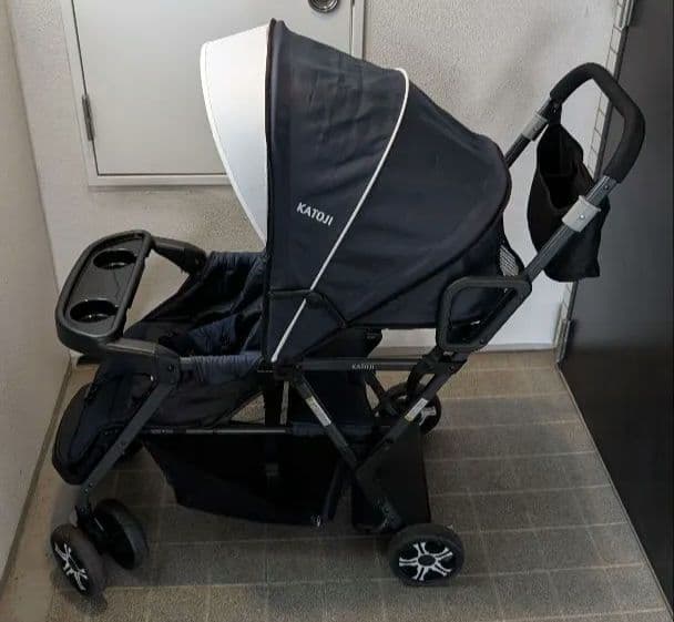 ​【新品レインカバー付】KATOJI 二人でゴー 2人乗りベビーカー ネイビー