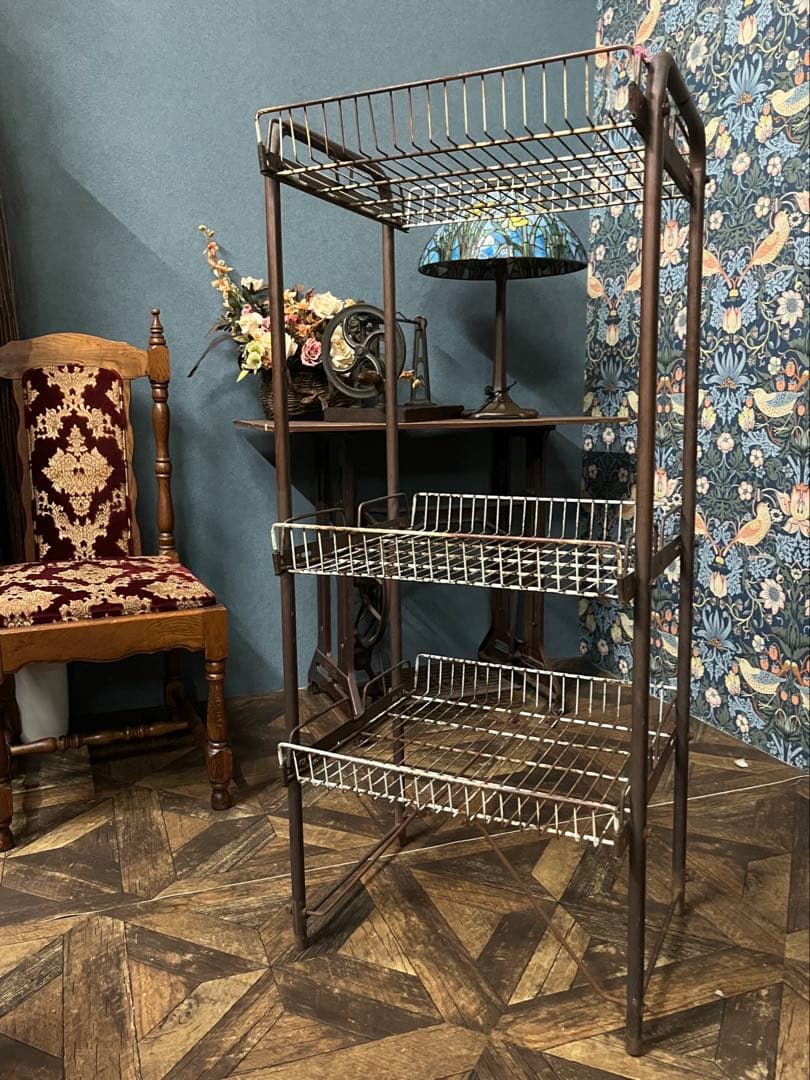 アイアン ワゴン インテリア ビンテージ 昭和レトロ 当時物 棚 ラック 什器