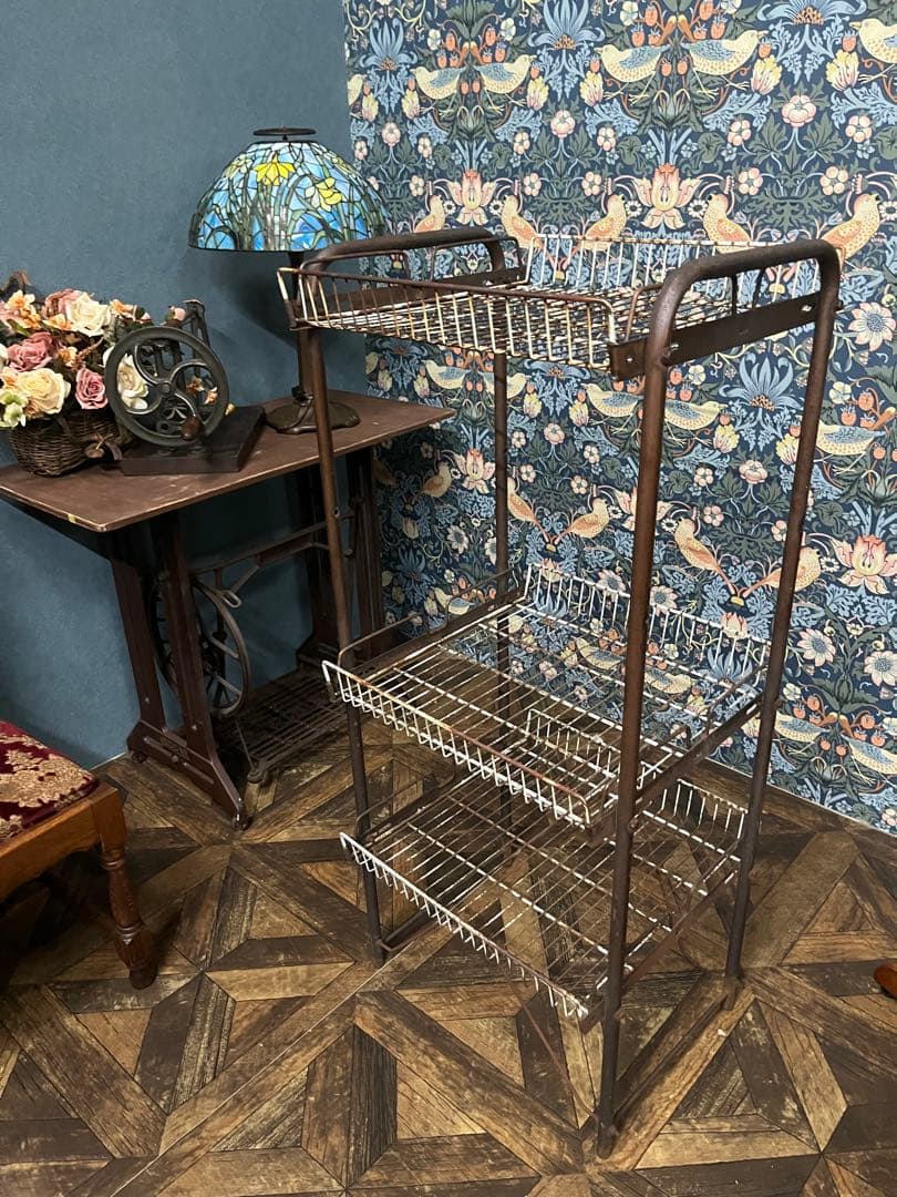 アイアン ワゴン インテリア ビンテージ 昭和レトロ 当時物 棚 ラック 什器