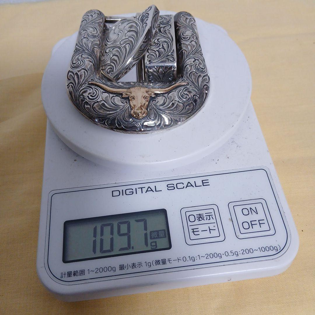 VOGTシルバー925 牛彫刻14K FILL ベルトバックル3点セット