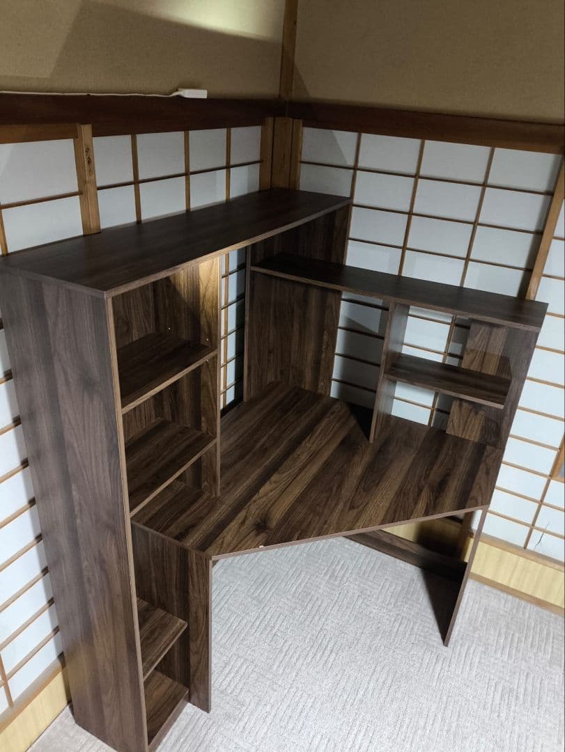 木製パソコンデスク ダークブラウン