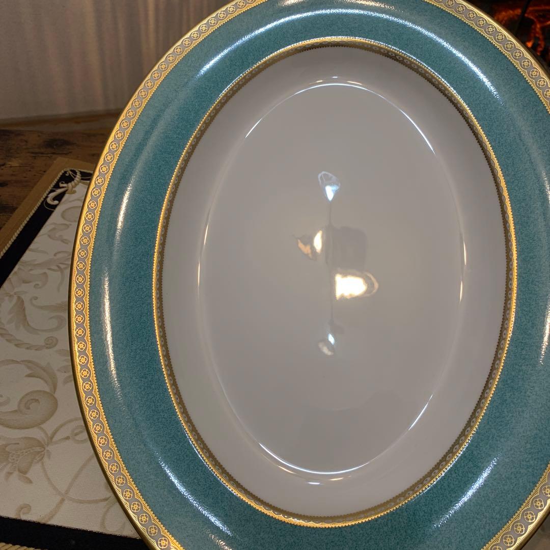 ウェッジウッド ユーランダー　パウダー　ターコイズ　36cmオーバルプレート