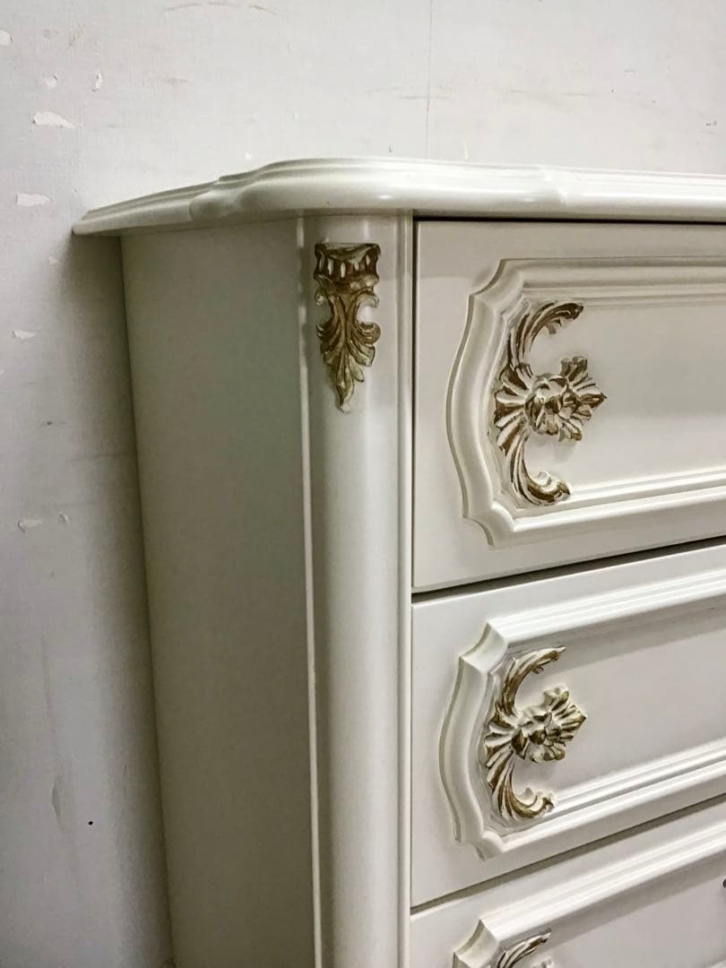 ブランチ☆管146☆イタリア製☆ロココ調☆姫系☆白家具☆4段チェスト