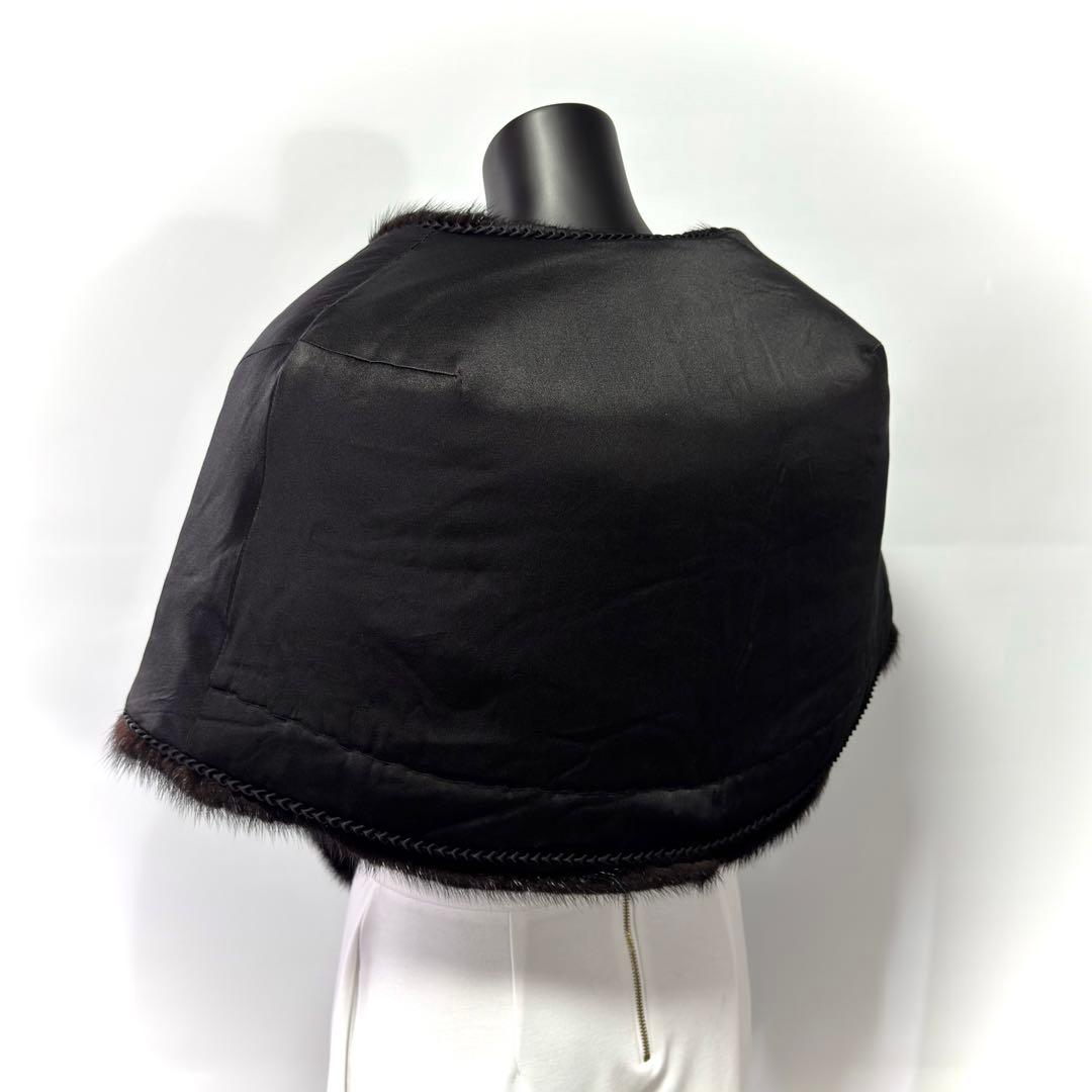 【高級】SAGA MINK サガミンク Black ショール ミンクテール 大判