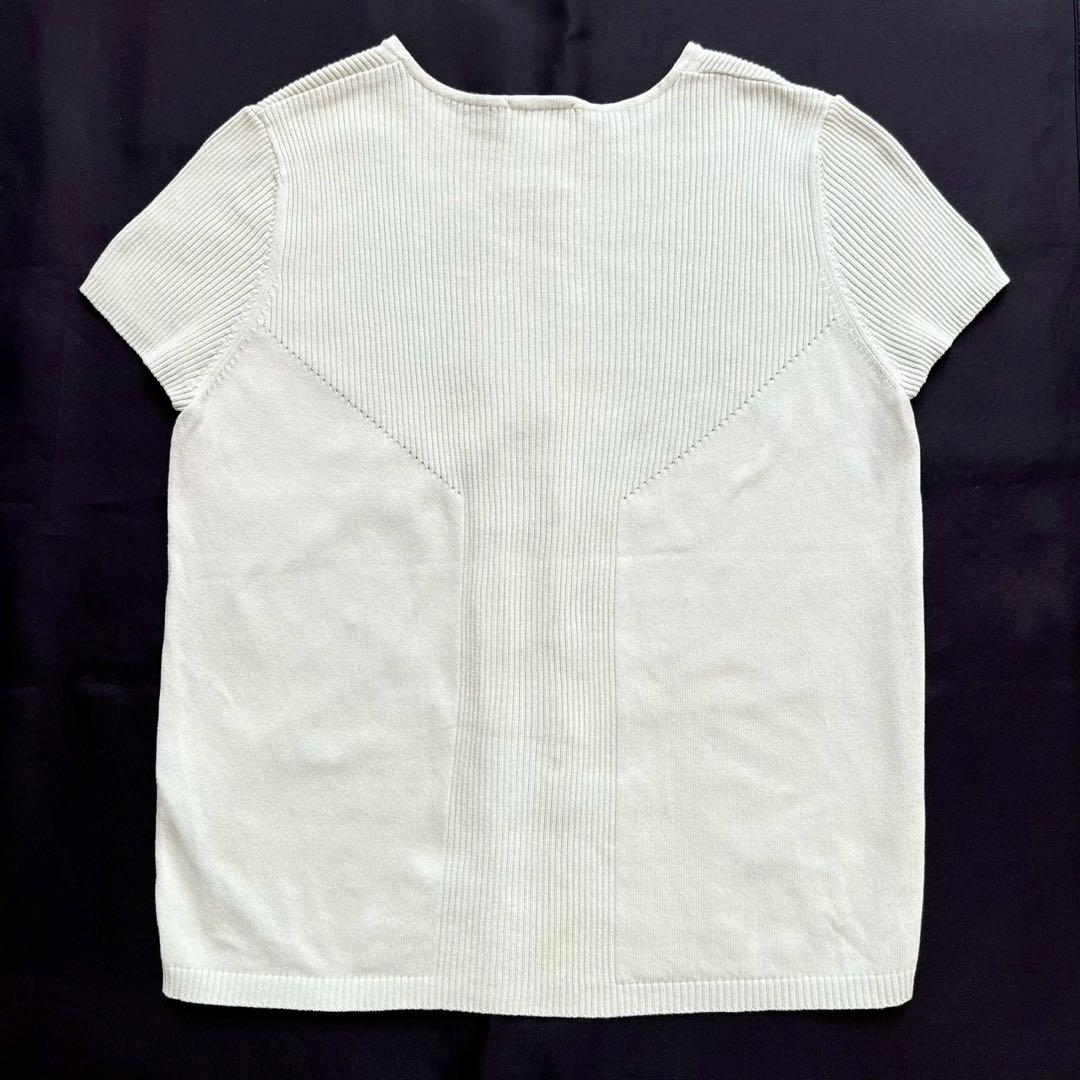 CHANEL ココマーク透かし編み サマーニット リブ グリーン 38