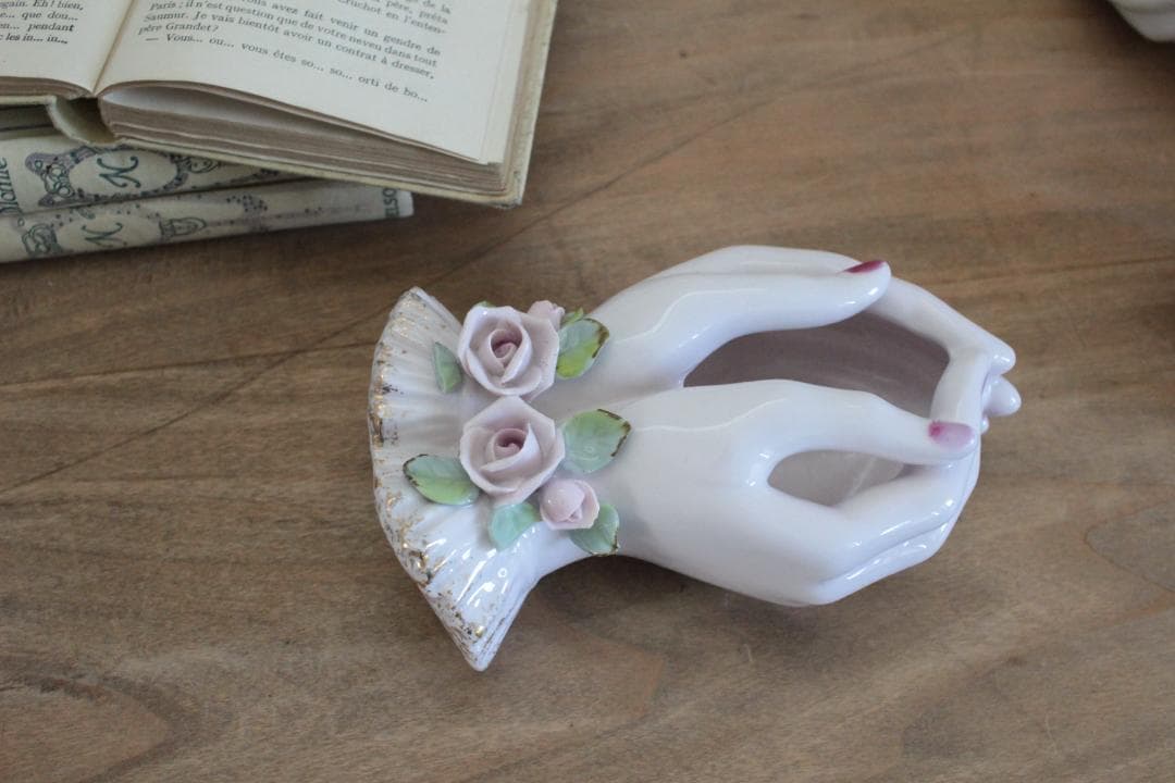 【D】バラ・レフトンのハンドモチーフ/Lefton Porcelain