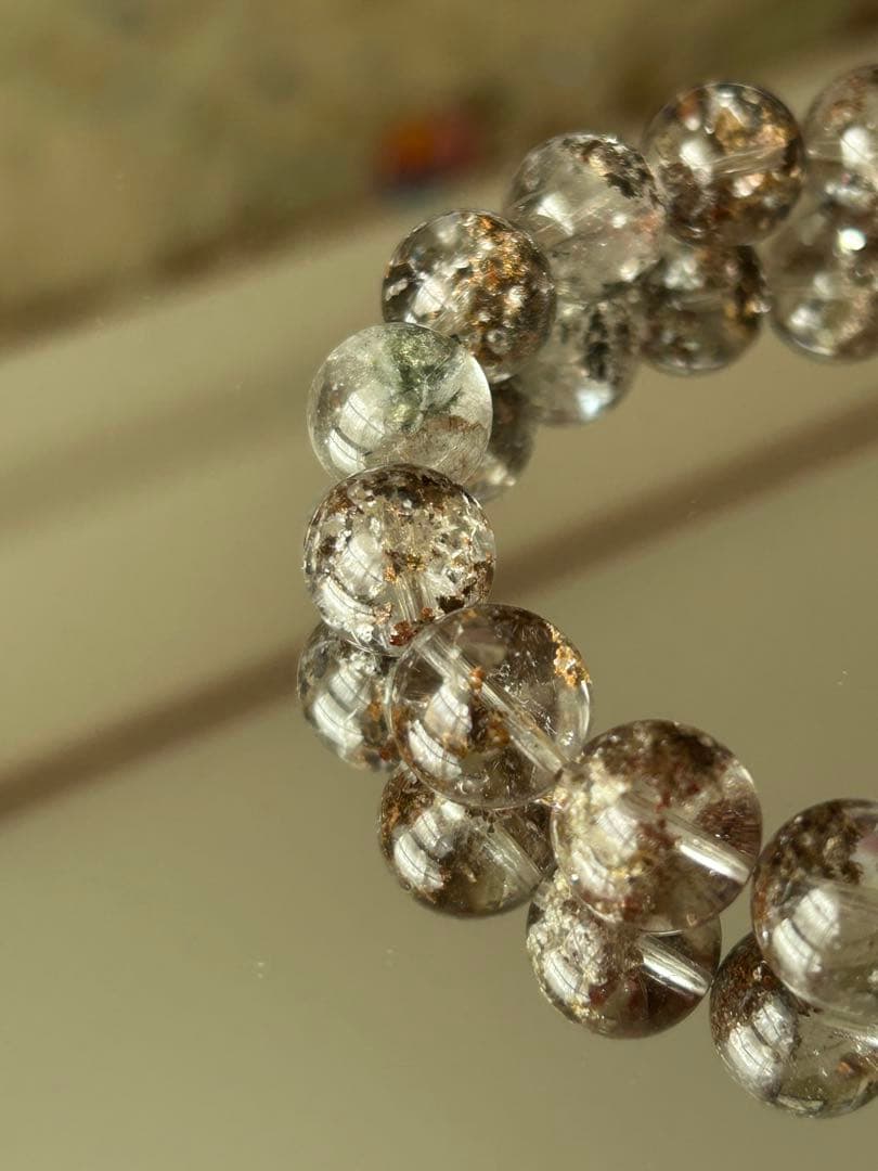 高品質 高透明度 ガーデンクォーツ ブレスレット 12mm玉 内径17cm