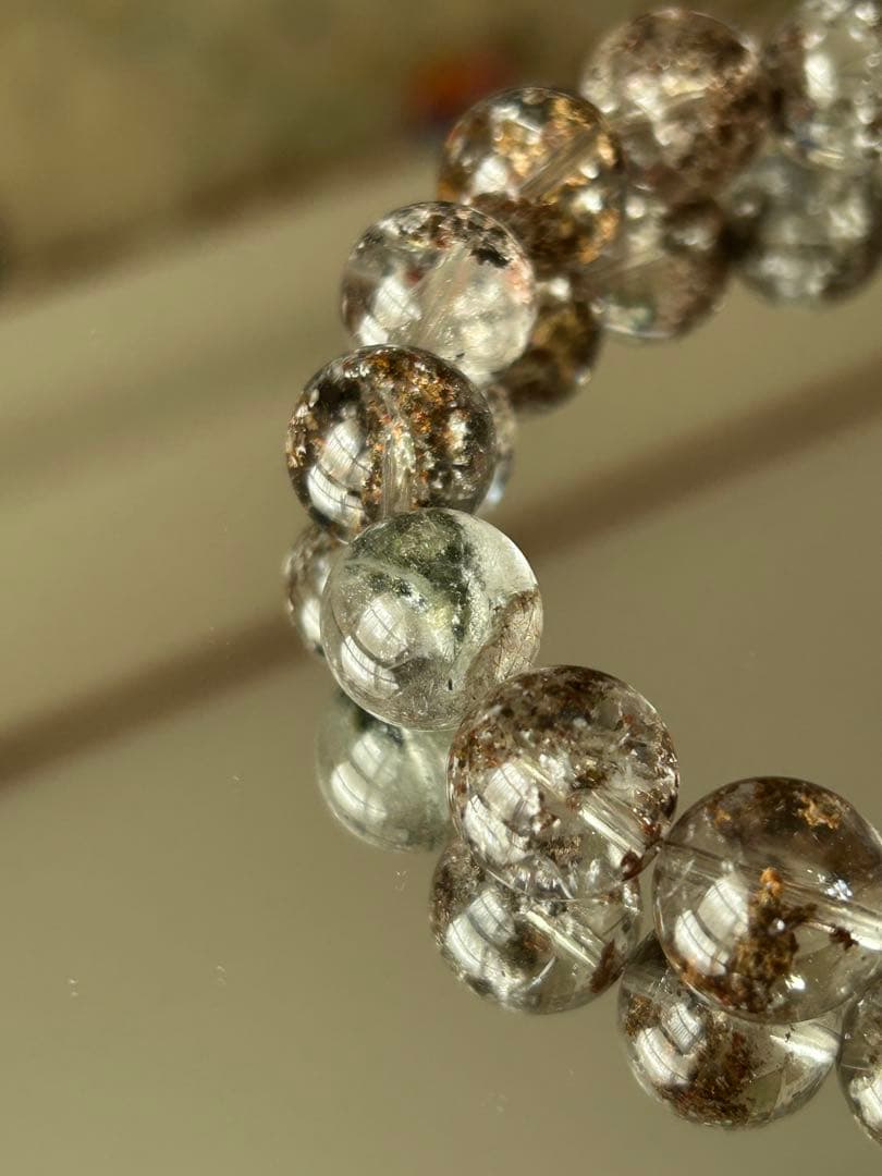 高品質 高透明度 ガーデンクォーツ ブレスレット 12mm玉 内径17cm