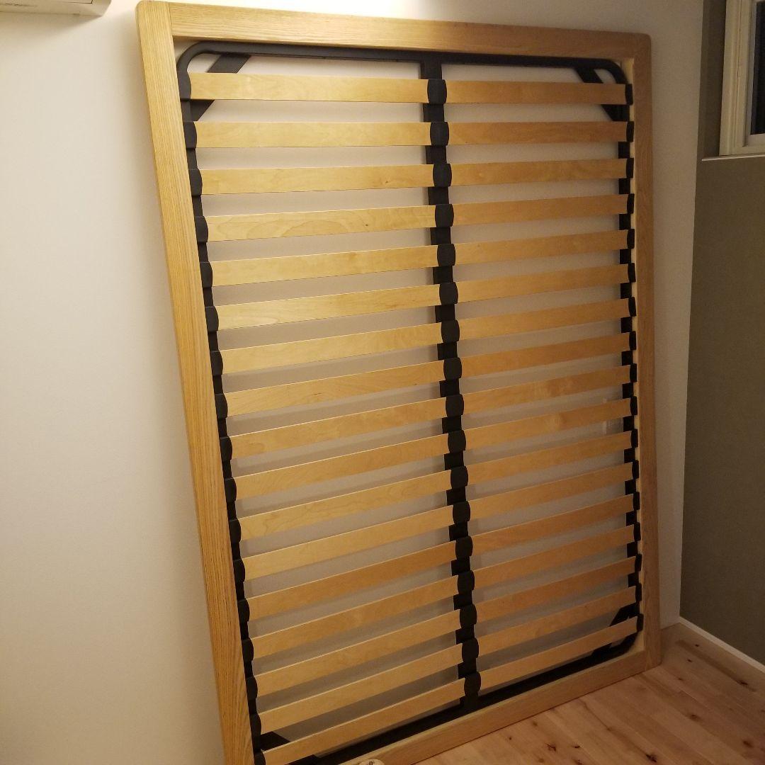 【貴重:廃盤】無印良品　ダブルベッドフレーム　タモ材　木製ベッド　すのこベッド