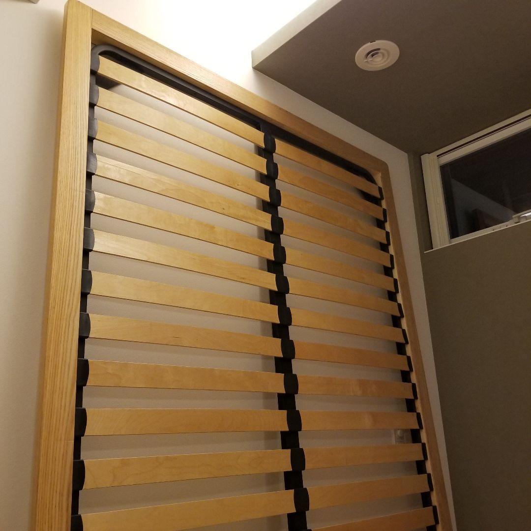 【貴重:廃盤】無印良品　ダブルベッドフレーム　タモ材　木製ベッド　すのこベッド