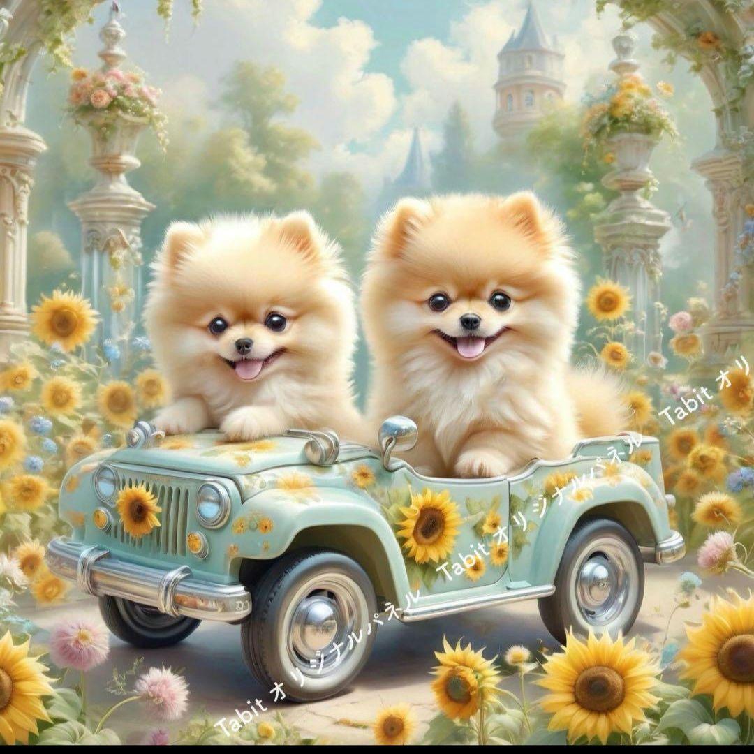 可愛いポメラニアンパネル生地　ハンドメイド