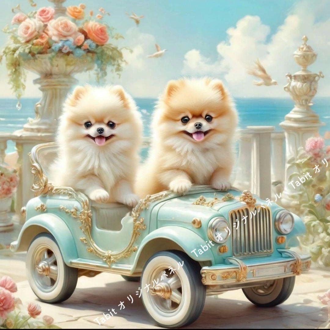 可愛いポメラニアンパネル生地　ハンドメイド