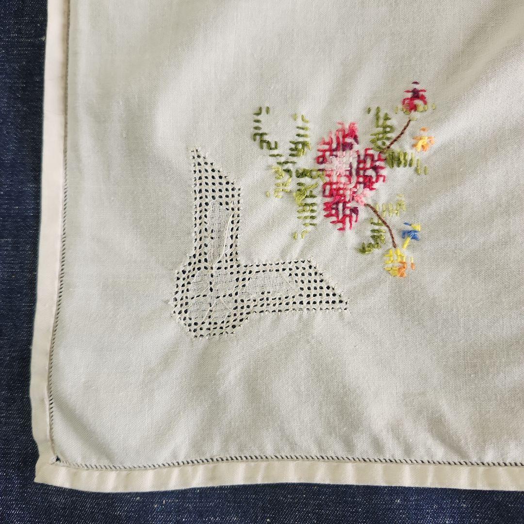 フランスヴィンテージ テーブルクロス　クロスステッチ　刺繍