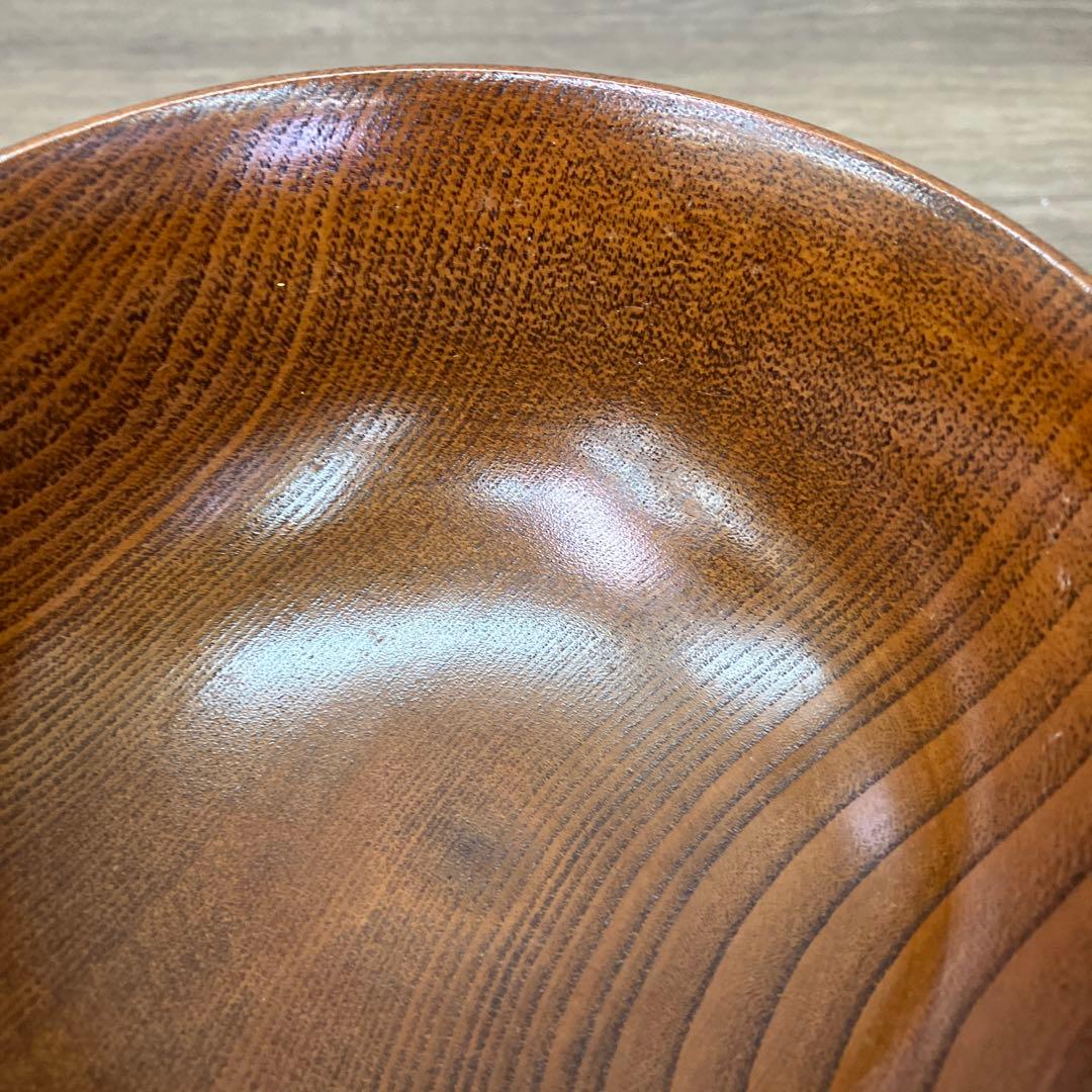 E-1 極美品 天然木 千筋挽き 汁椀 2客セット 箱付き 木製 食器