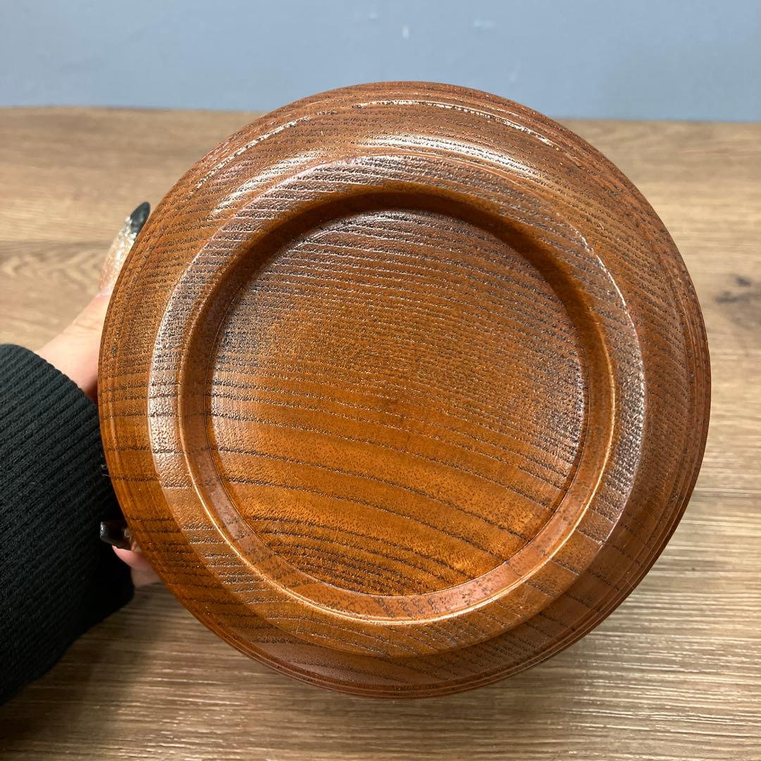 E-1 極美品 天然木 千筋挽き 汁椀 2客セット 箱付き 木製 食器