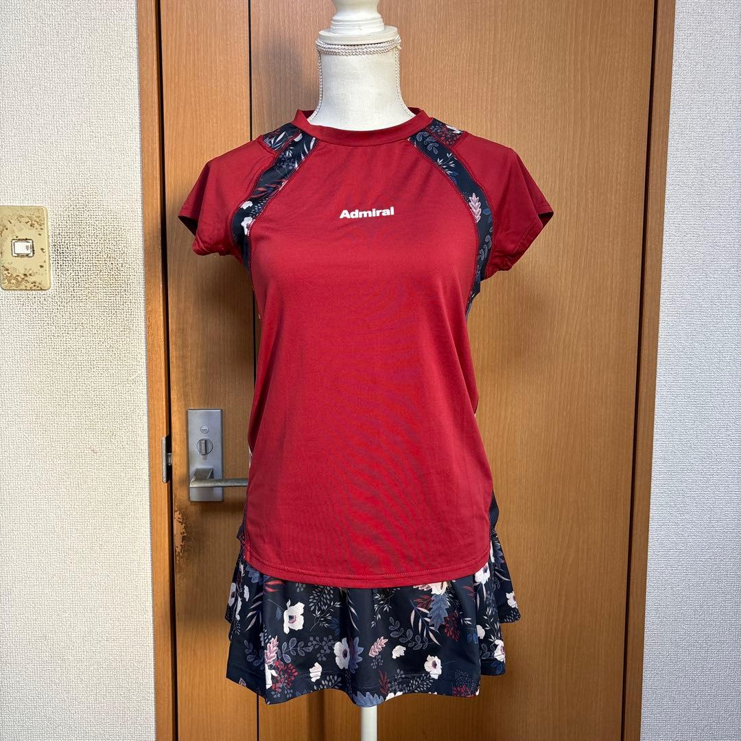 Admiral テニスウェア セットアップ／フラワー柄・赤