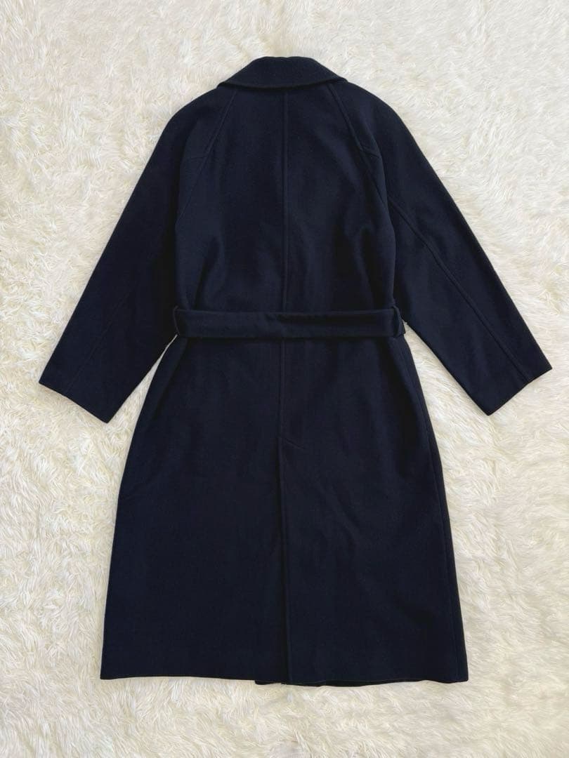 スティーブンアラン チェスターコート ウール ウエストベルト ネイビー M