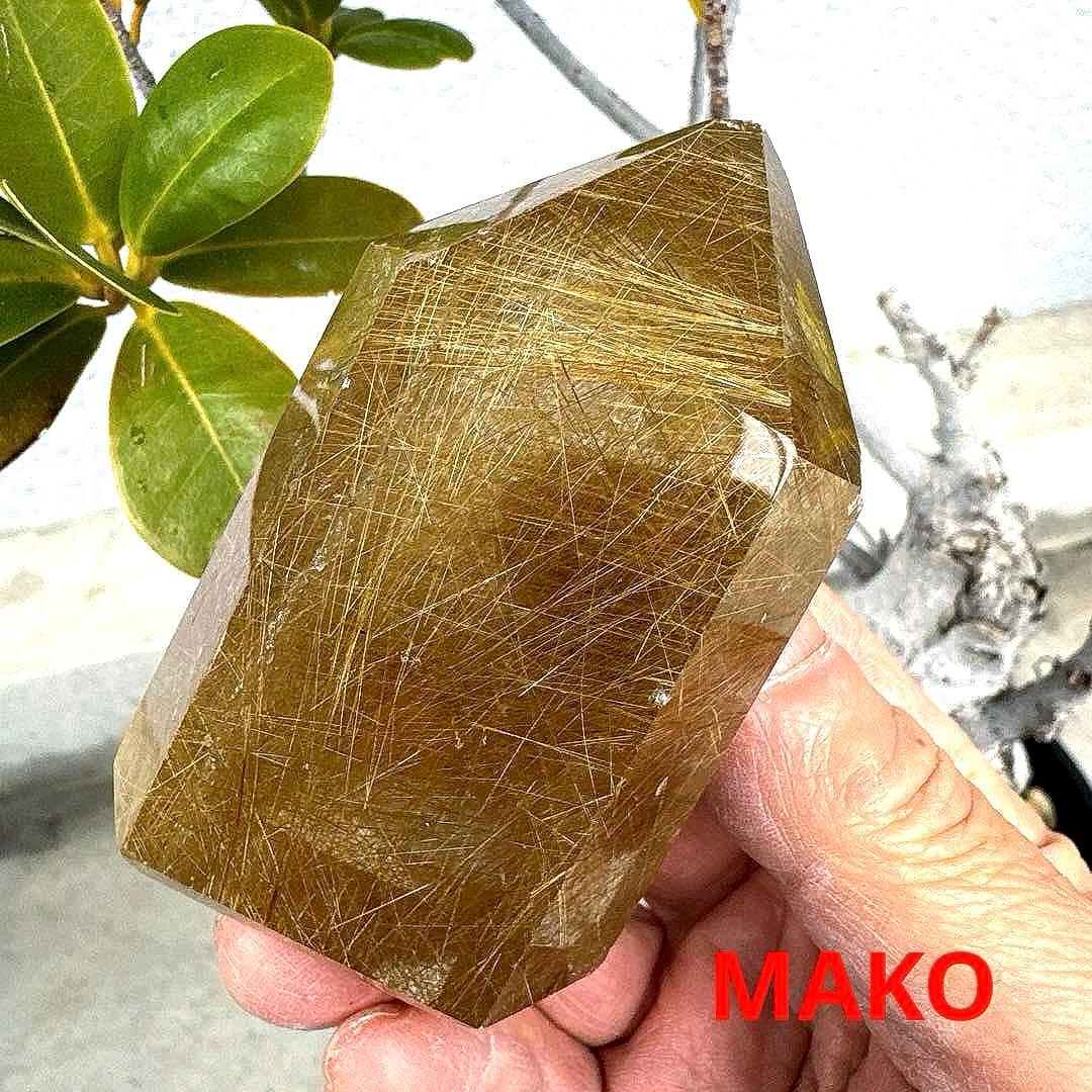 M1661☆ゴールドルチルクォーツ六角柱189g☆天然石　原石