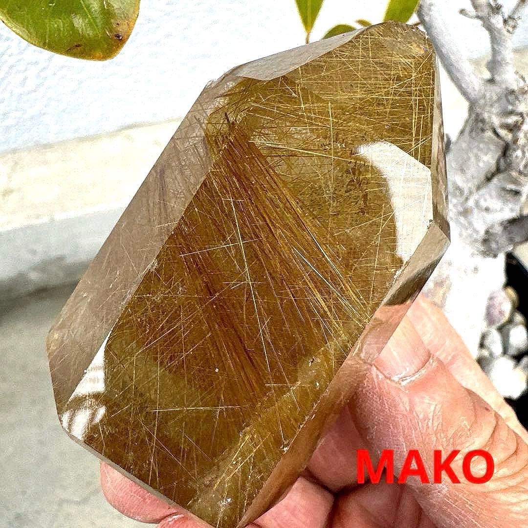 M1661☆ゴールドルチルクォーツ六角柱189g☆天然石　原石