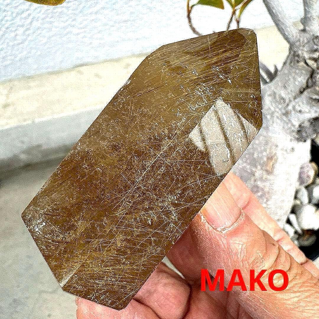 M1661☆ゴールドルチルクォーツ六角柱189g☆天然石　原石